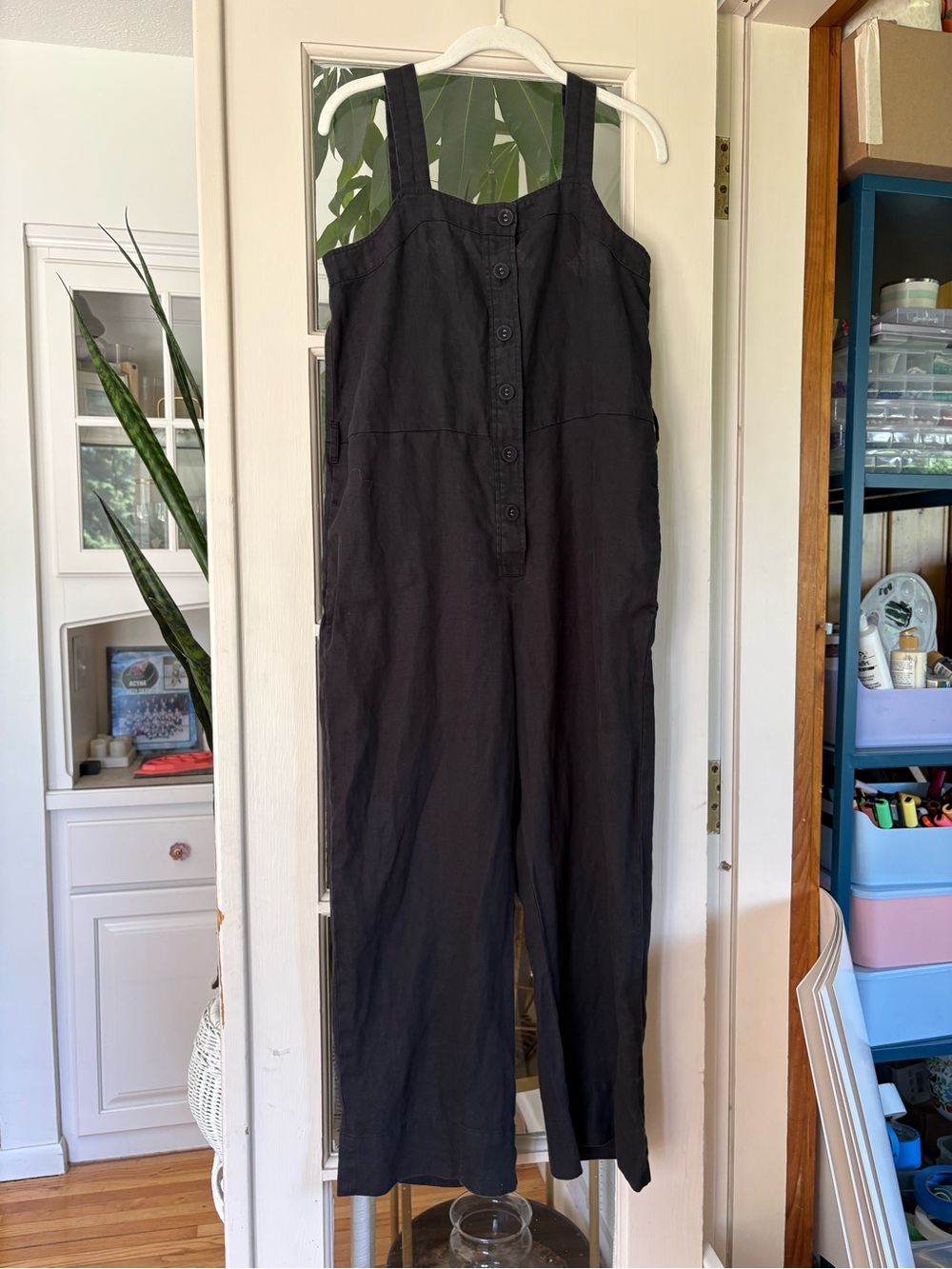 Everlane Black Button-Front Cropped Jumpsuit - Picture 4 of 5